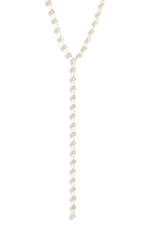 Shymi Cubic Zirconia Bezel Y-necklace In Gold/white