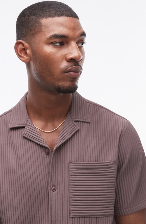 Shop Topman Cord Camp Shirt In Brown