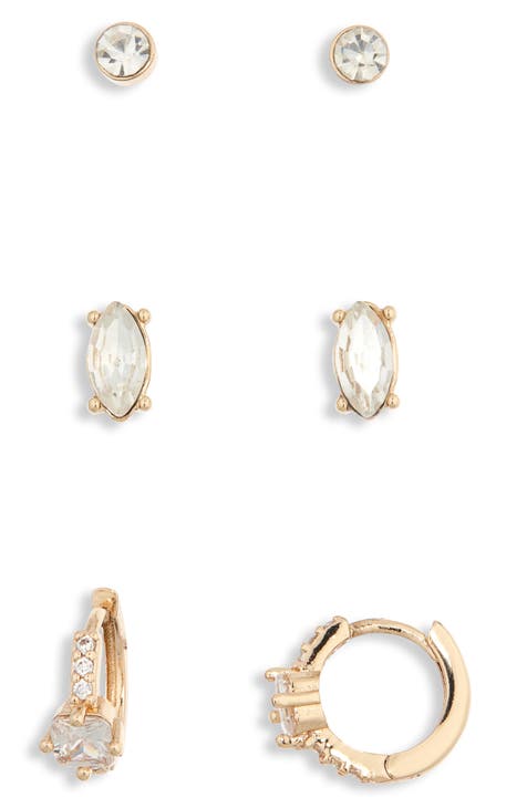 3-Pack Assorted Hoop & Stud Earrings