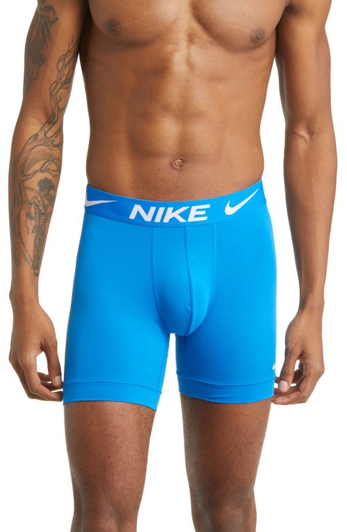 Shop Nike 3-pack Dri-fit Essential Micro Boxer Briefs In Photo Blue/grey/black