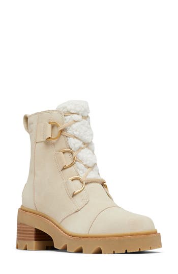 Sorel Joan Now Faux Shearling Trim Waterproof Boot In Bleached Ceramic/gum 16