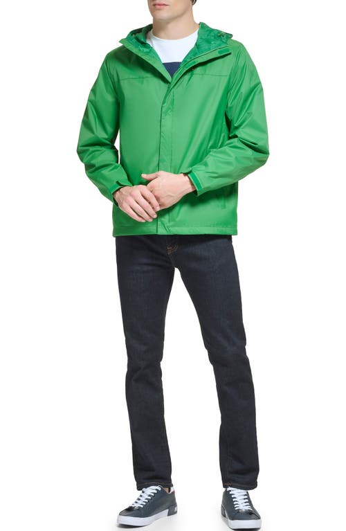 Tommy Hilfiger Hooded Rain Slicker Jacket In Marine Green