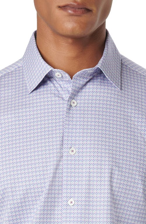 Shop Bugatchi Milo Ooohcotton® Diamond Print Short Sleeve Button-up Shirt In Lavender