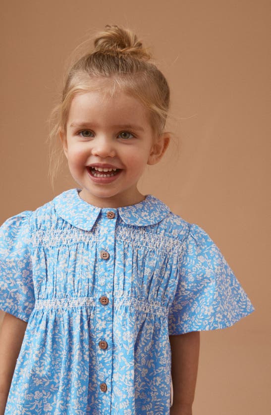 Shop Next Kids' Ditsy Cotton Dress In Blue White