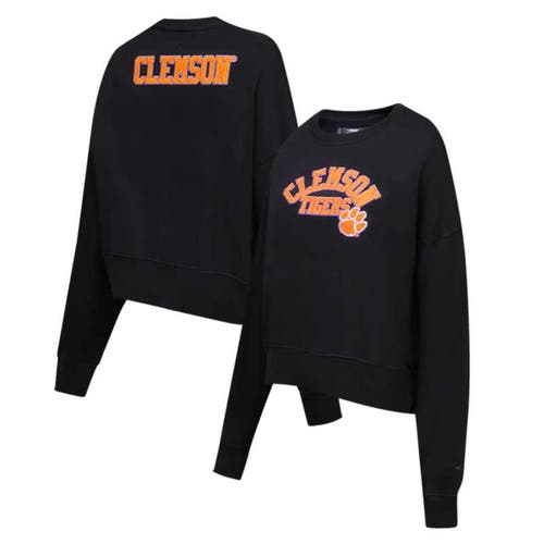 Post Women's Black Clemson Tigers Classic 3-Hit Pullover Sweatshirt