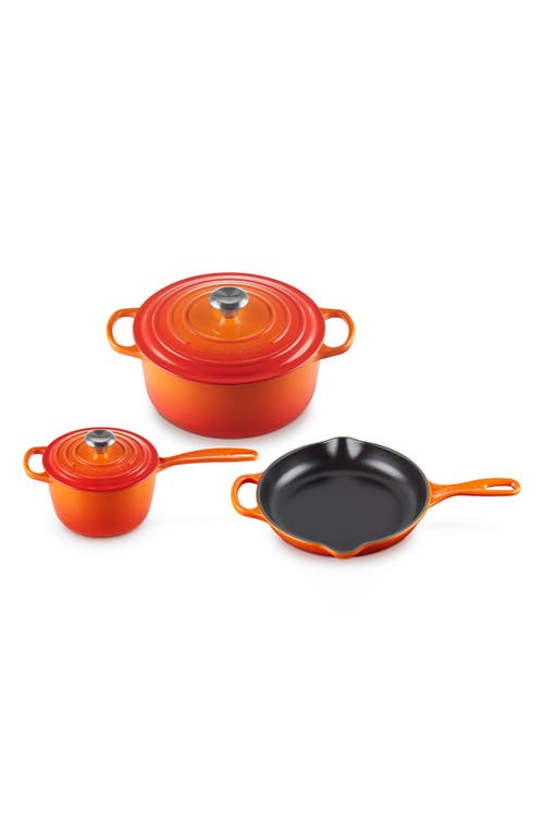 Le Creuset 5-Piece Signature Enameled Cast Iron Cookware Set in Flame at Nordstrom