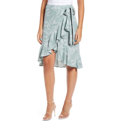 English Factory Ruffle Wrap Skirt, Green