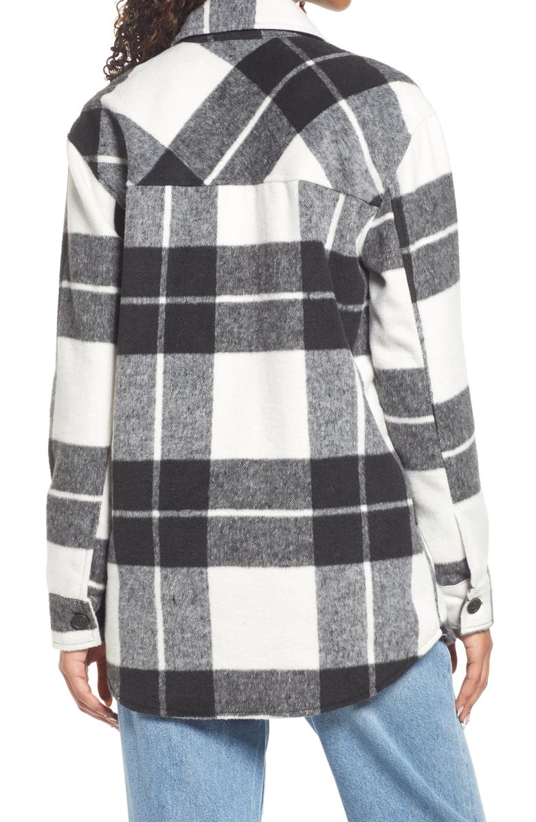 THREAD & SUPPLY Plaid Flannel Shacket, Alternate, color, BLACK WHITE PLAID