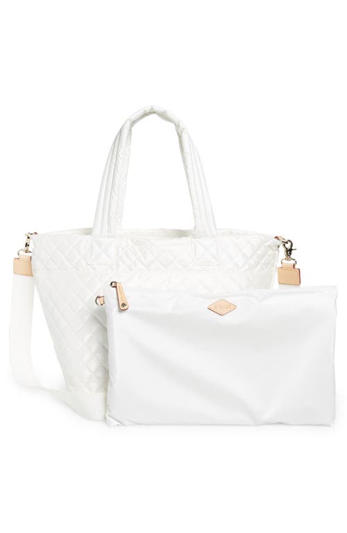 Mz Wallace Metro Deluxe Mini Iridescent Quilted Tote Bag In Pearl Metallic