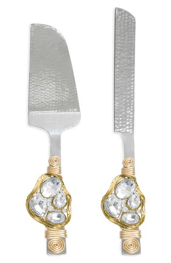 Tiramisu Cumulus Embellished Constellation 2-piece Cake Serving Set In Gold