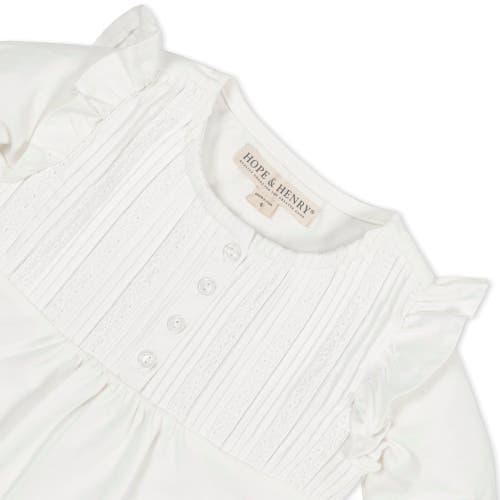 Shop Hope & Henry Girls' Organic Pintuck Flutter Knit Top, Toddler In Ivory Pintuck