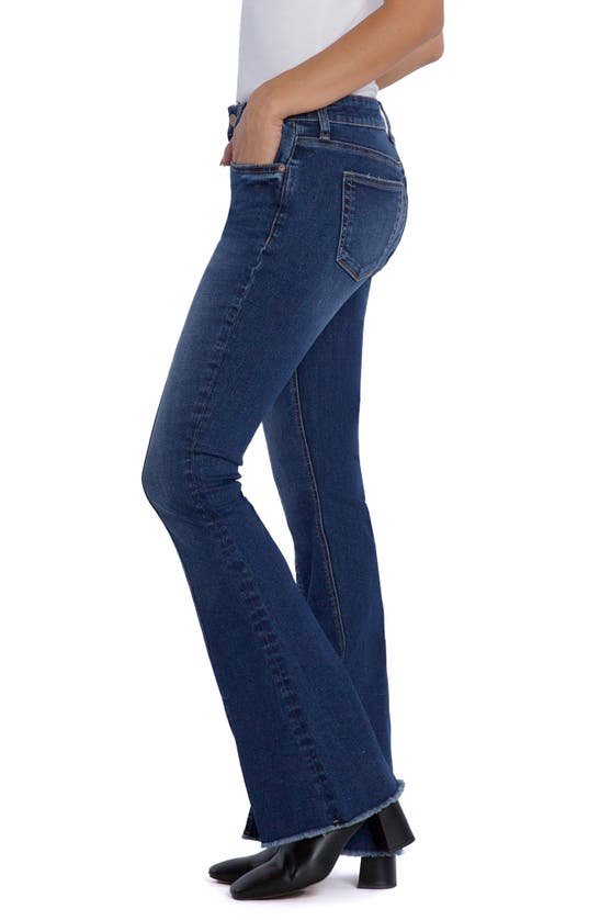 Hint Of Blu Fun Mid Rise Frayed Slim Flare Jeans In Riptide | ModeSens