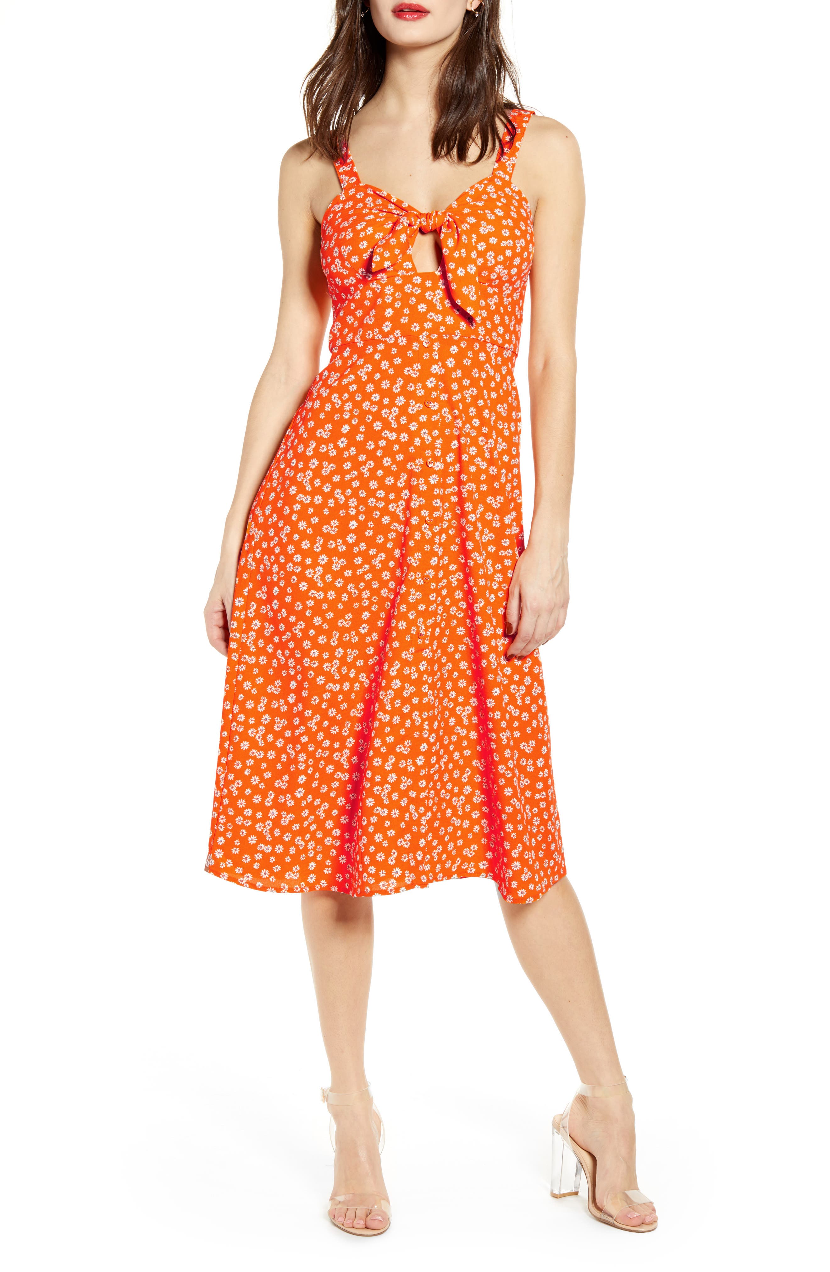 J.o.a. Ditsy Print Dress, Orange