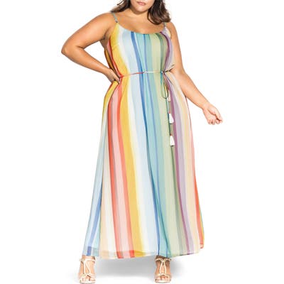 Plus Size City Chic Gelato Stripe Maxi Dress, None
