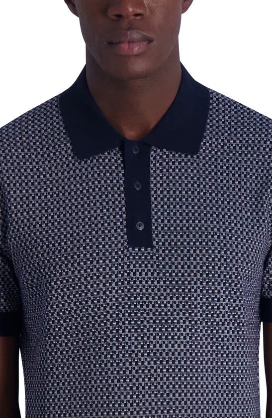 Shop Karl Lagerfeld Geometric Jacquard Polo Sweater In Navy
