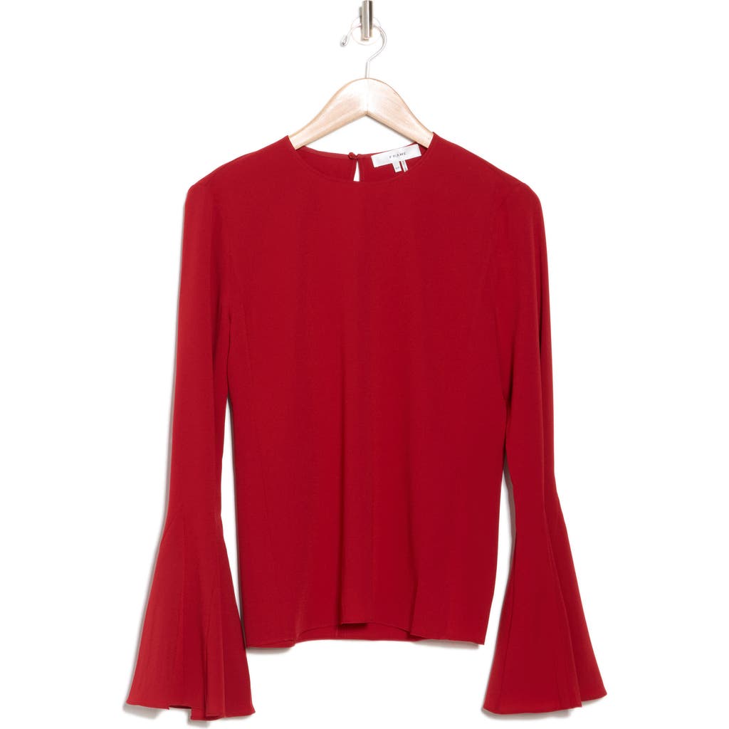 Frame Long Bell Sleeve Top In Red