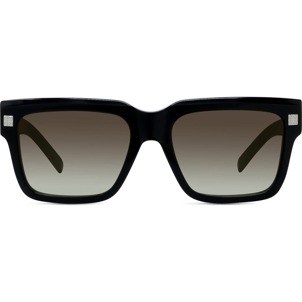 Shop Givenchy Gv Day Square Sunglasses In Shiny Black/gradient Smoke