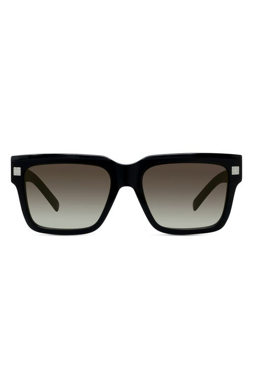 Shop Givenchy Gv Day Square Sunglasses In Shiny Black/gradient Smoke