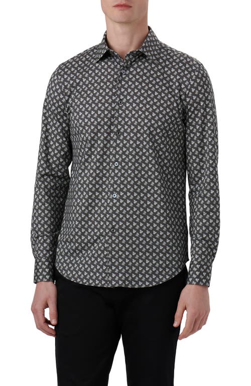Bugatchi James OoohCotton Paisley Button-Up Shirt Black at Nordstrom,