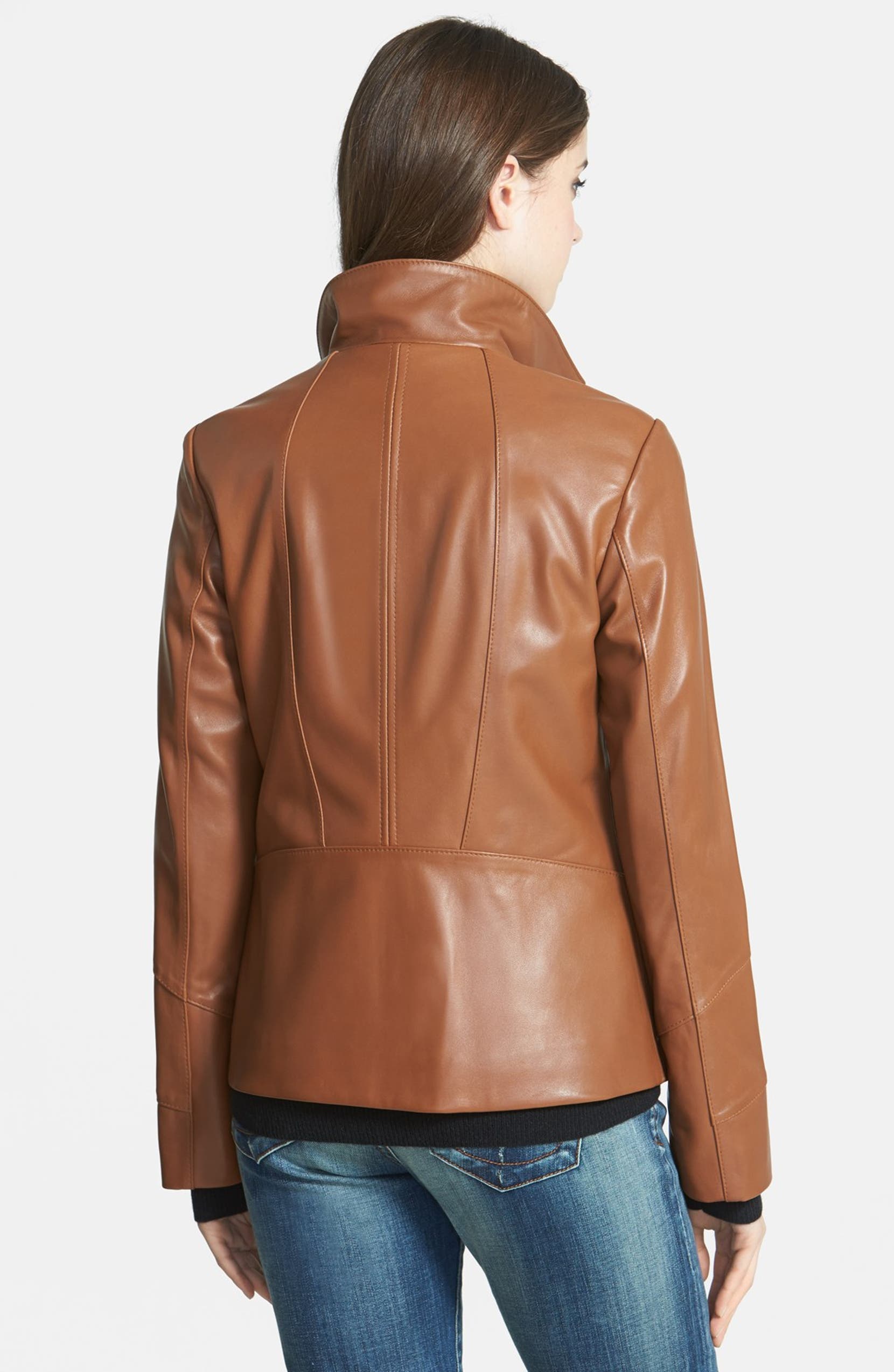 Stand Collar Leather Scuba Jacket