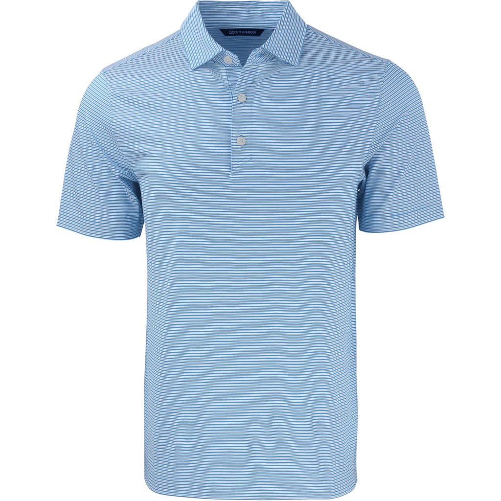 Cutter & Buck Double Stripe Performance Recycled Polyester Polo In Blue