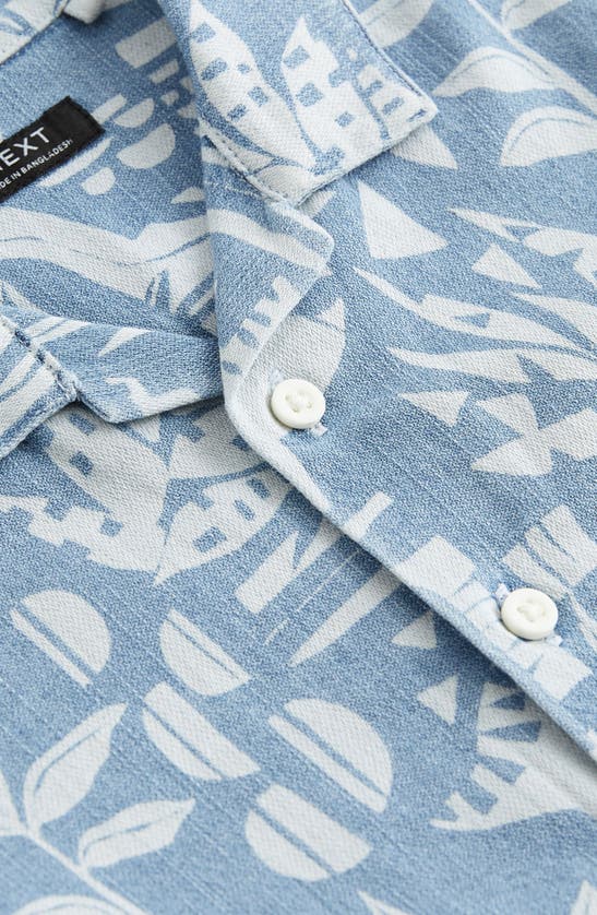 Next Kids' Dinosaur Print Short Sleeve Cotton Camp Shirt In Blue