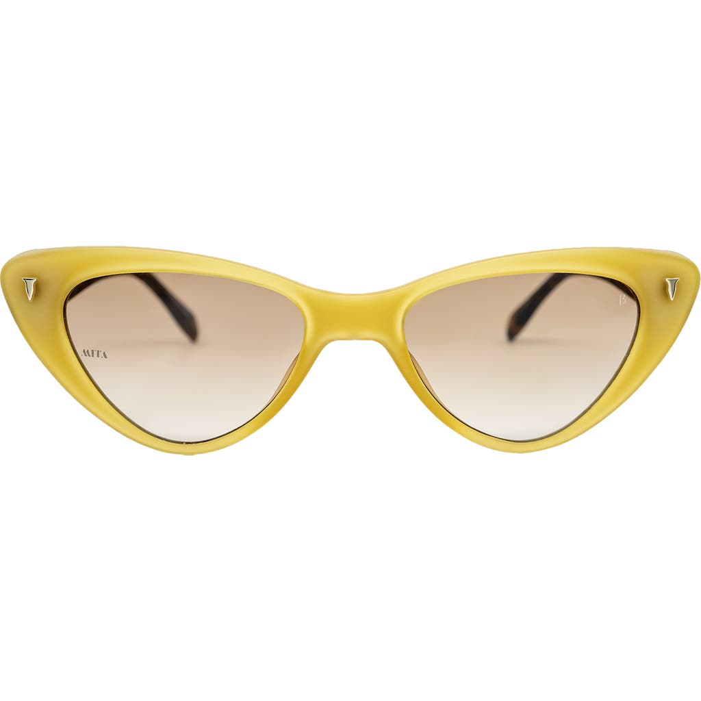 Mita Sustainable Eyewear 54mm Cat Eye Sunglasses In Matte Milky Yellow/matte Demi