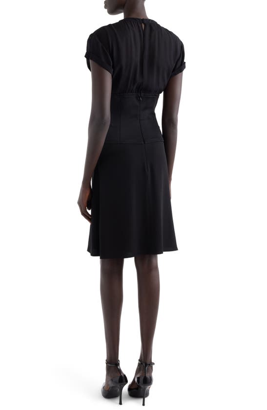 Shop Givenchy Mixed Media Corset Waist Dress In Black
