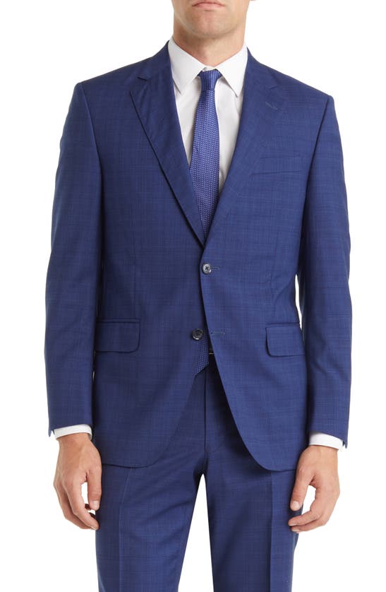 Peter Millar Tailored Fit Plaid Wool Suit In Blue | ModeSens