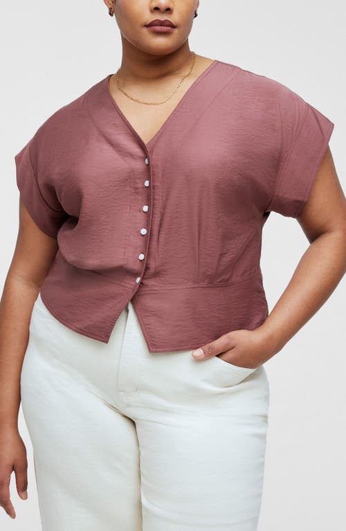 Pleated Short Sleeve Top in Old Mahogany