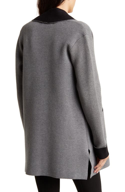 Shop By Design Emma Open Front Cardigan In Charcoal Heather/black