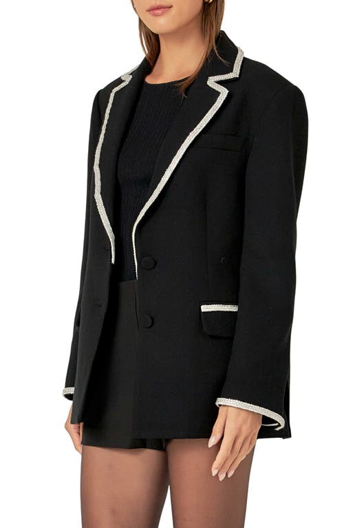 Shop English Factory Rhinestone Trim Jacket In Black