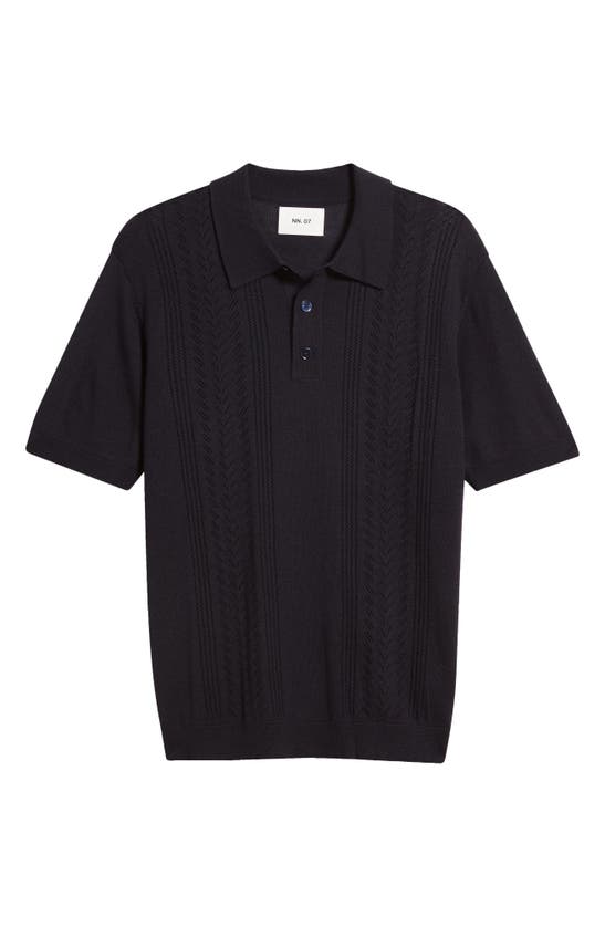 Shop Nn07 Thor Short Sleeve Wool Blend Polo Sweater In Navy Blue