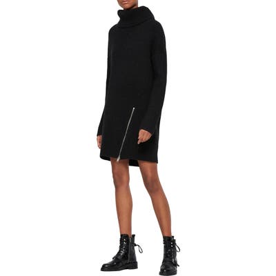 Allsaints Claudette Turtleneck Long Sleeve Sweater Dress, Black