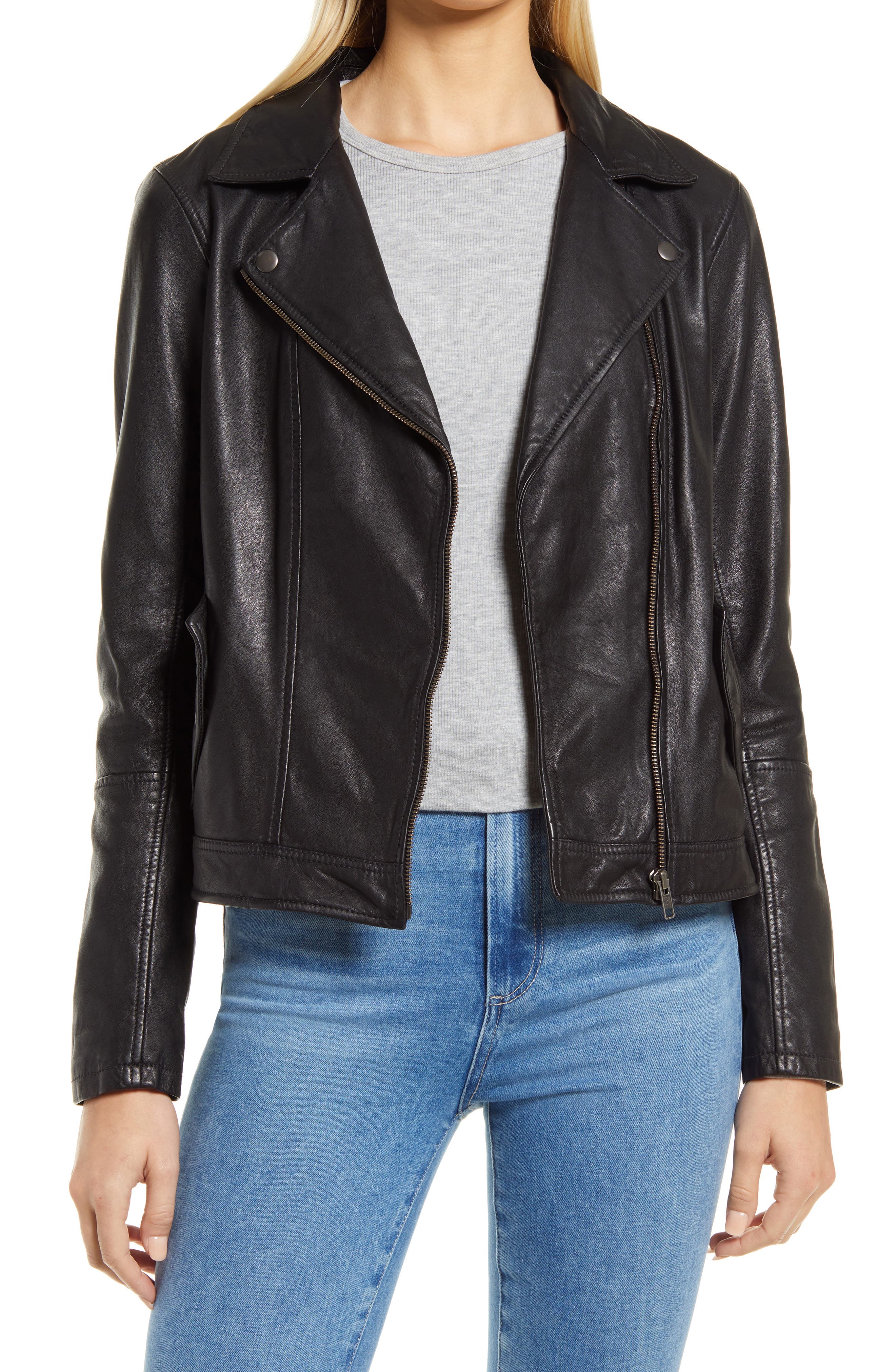 nordstrom petite leather jacket