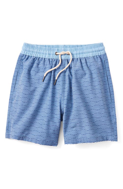 Fair Harbor Kids' Bayberry Wave Print Water Repellent Swim Trunks Blue Waves at Nordstrom