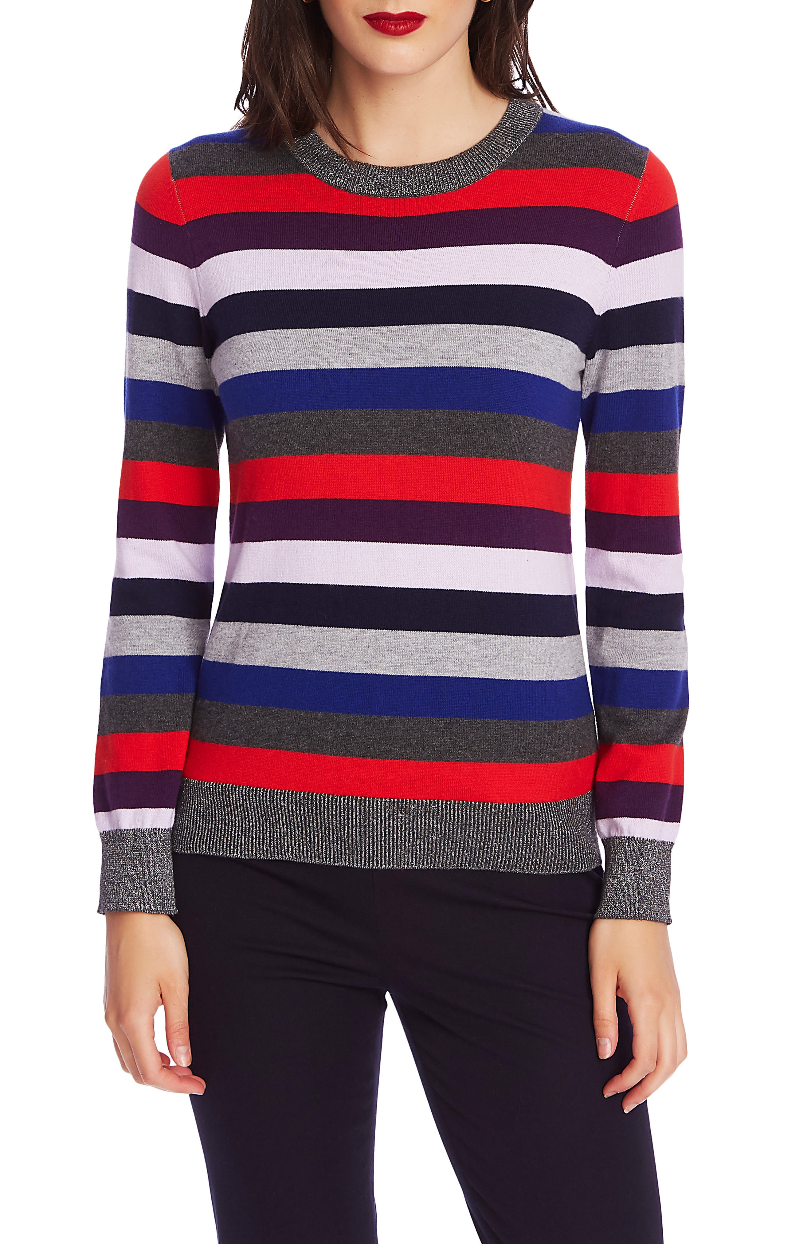 metallic stripe sweater