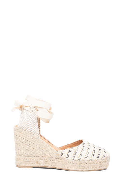 Shop Patricia Green Lillian Raffia Ankle Wrap Platform Espadrille Sandal In Natural/gold/black