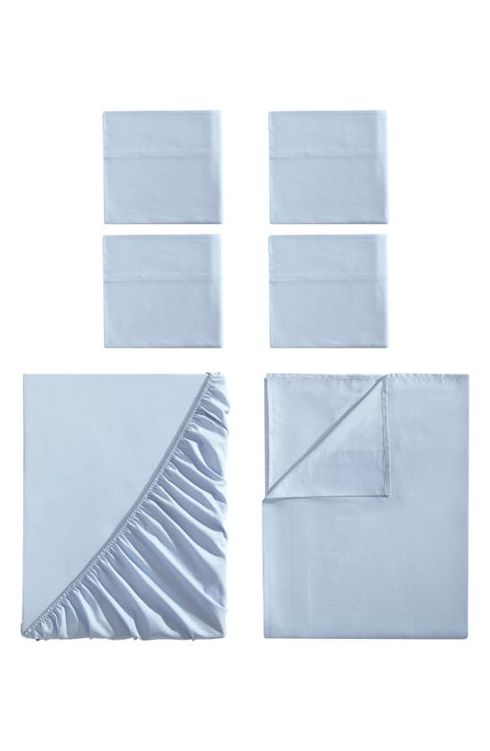 Vcny Home Solid 6-piece Queen Sheet Set In Celestial Blue