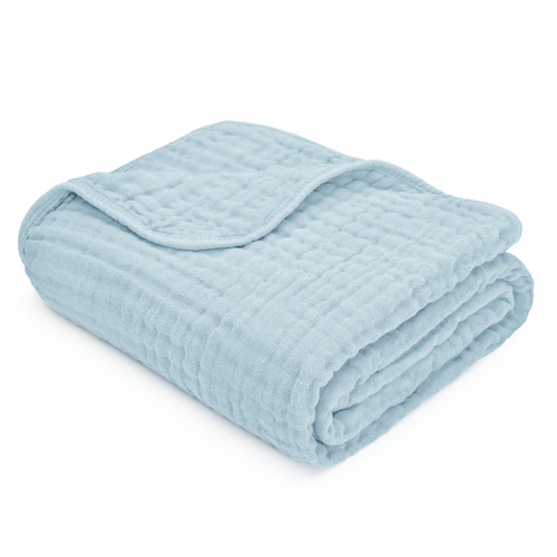 Comfy Cubs Muslin Baby Blanket In Sky Blue