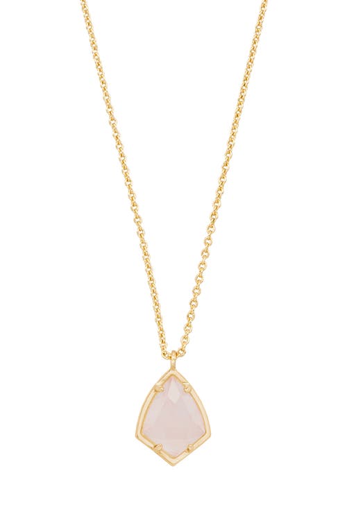 Shop Kendra Scott 'cory' Semiprecious Stone Pendant Necklace In Rose Quartz/gold