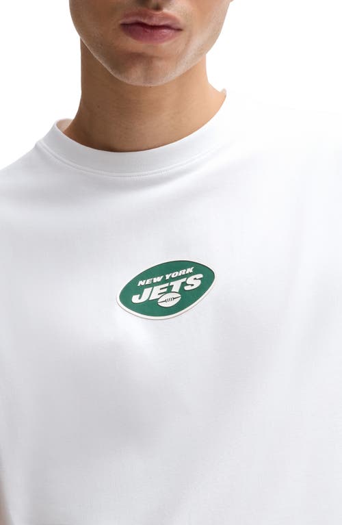 Shop Hugo Boss Boss X Nfl Stretch Cotton Graphic T-shirt In New York Jets - White