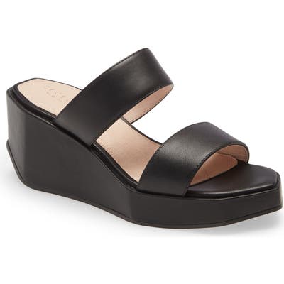 Cecelia New York Bailey Wedge Platform Slide Sandal- Black