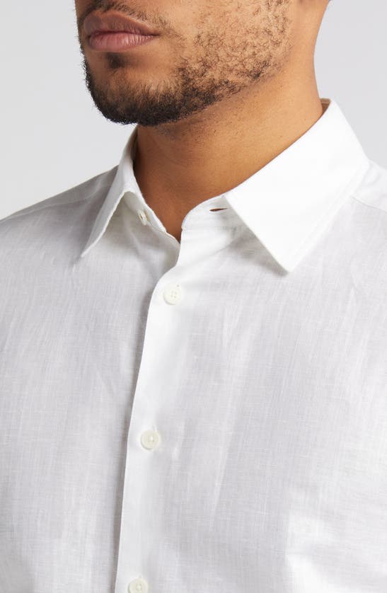 Shop Ted Baker Romeo Regular Fit Linen & Cotton Button-up Shirt In White