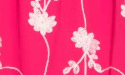 Shop Forgotten Grace Embroidered Ruffle Trim Blouse In Fuchsia/white