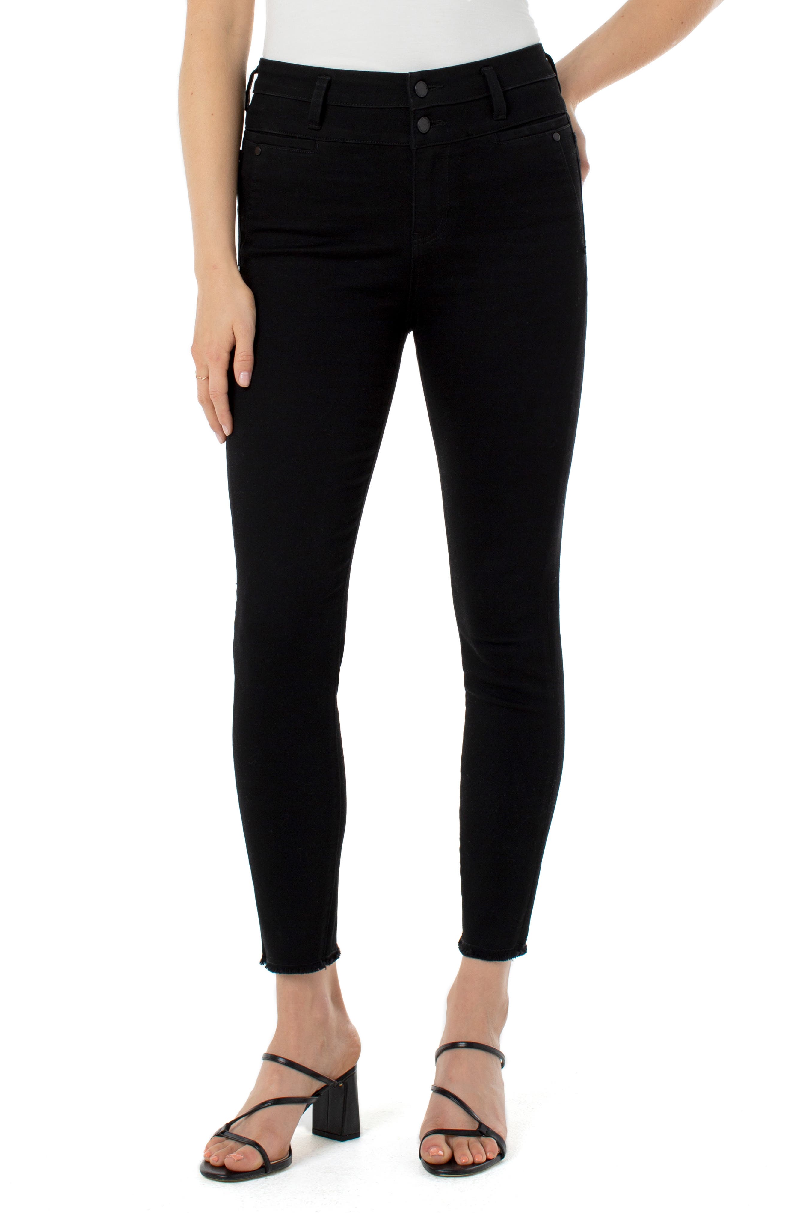 black high waisted frayed hem jeans