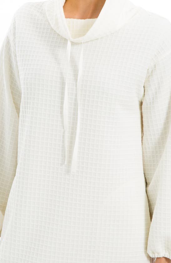 Shop Max Studio Long Sleeve Waffle Knit Shift Dress In Ivory-ivory