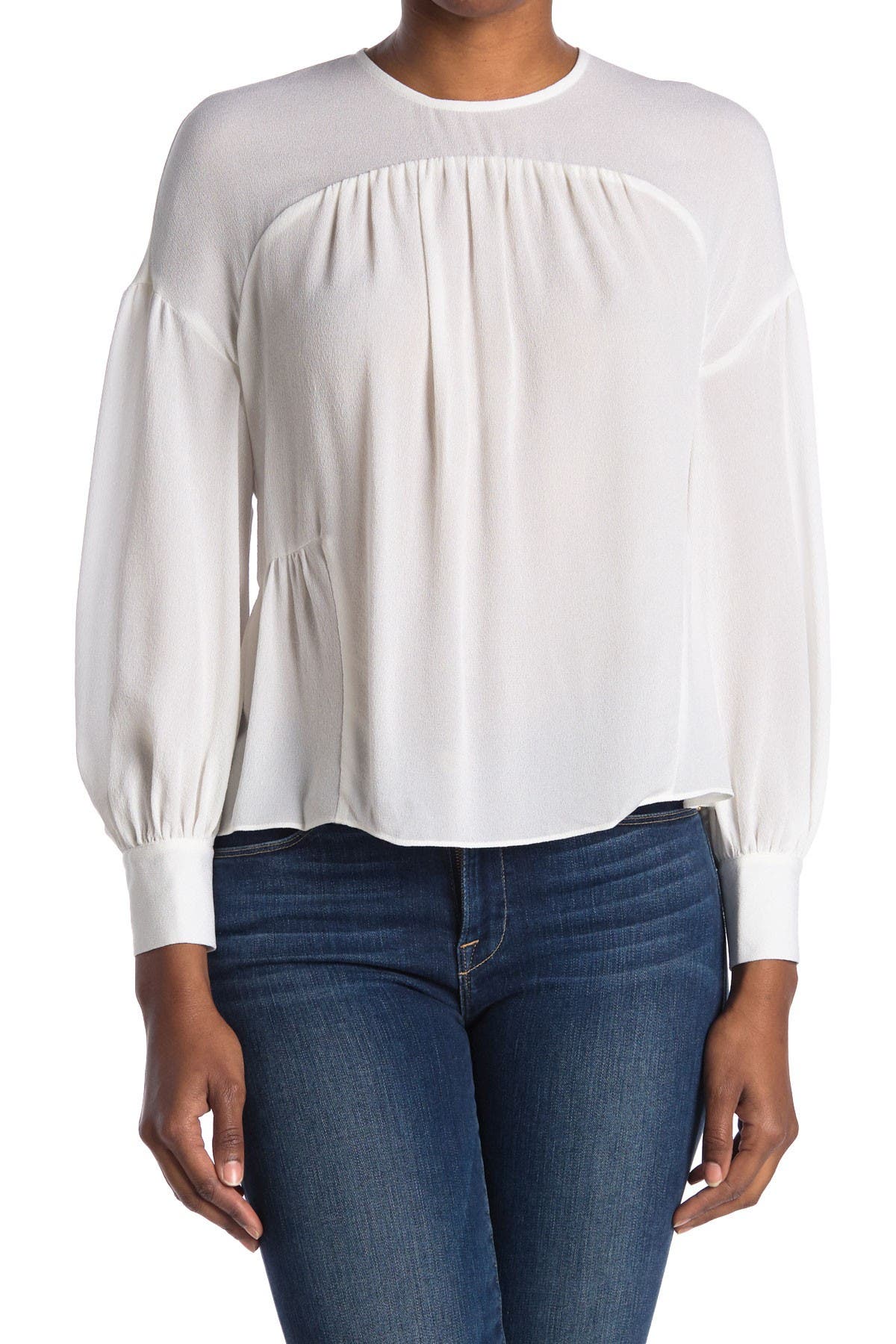 shirred long sleeve top