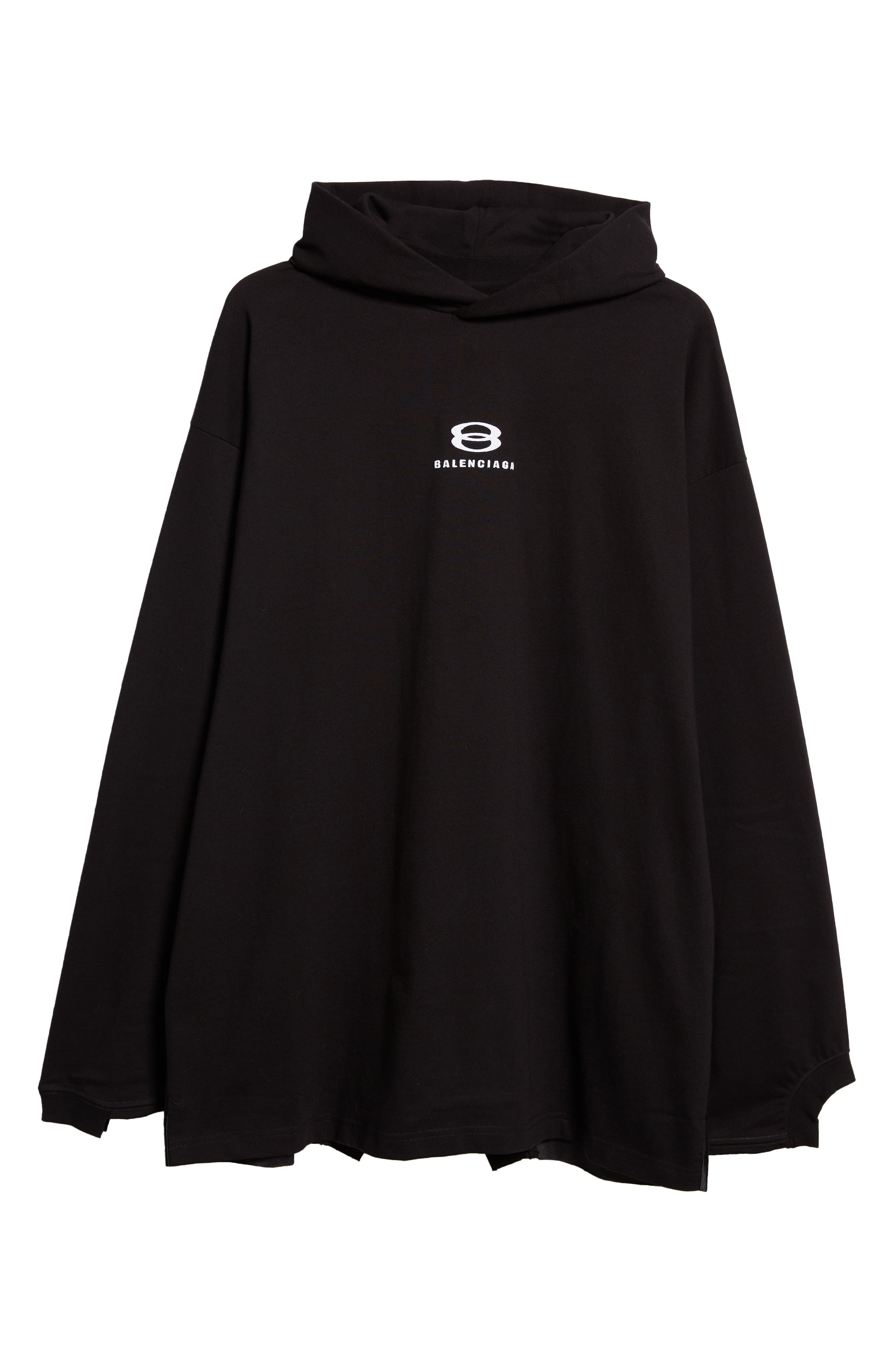 Balenciaga Infinity Logo Oversize Deconstructed Mixed Media Hoodie in  Black/White