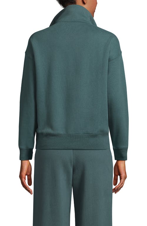 Shop Lands' End Serious Sweats Relaxed Long Sleeve Half Zip Sweatshirt In Tourmaline